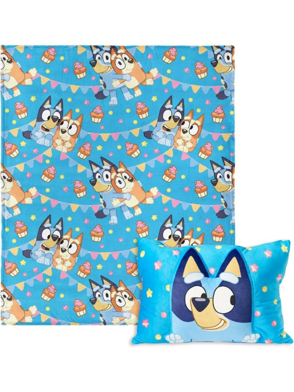 Cozy Bluey Throw Blanket & Plush Pillow Set - 50x60" Soft Kids Bedding Gift